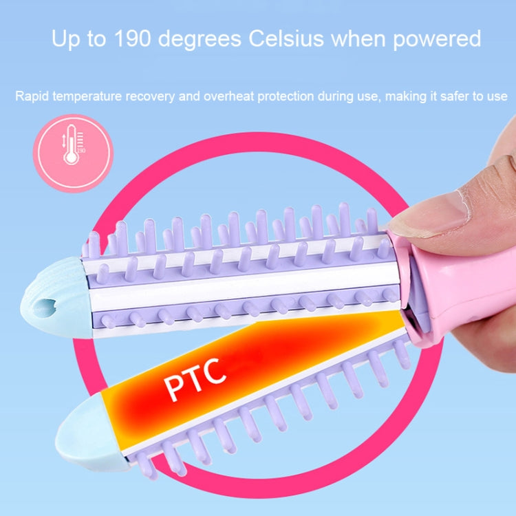 GeLinSi GLS-003 20W 2 in 1 Ceramic Glaze Mini Curler Comb, EU Plug(Blue)