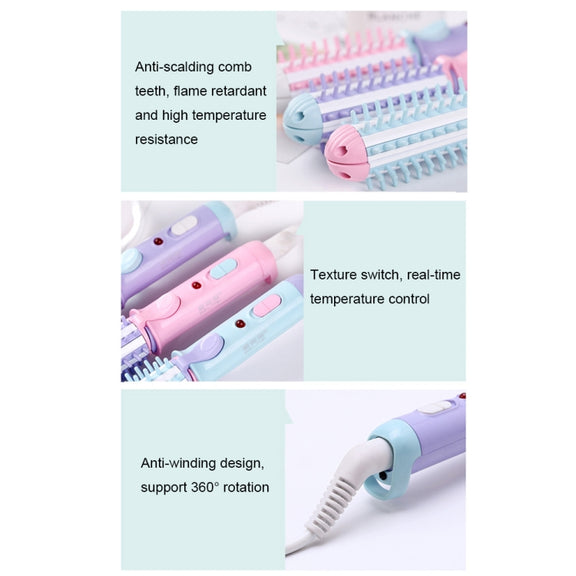 GeLinSi GLS-003 20W 2 in 1 Ceramic Glaze Mini Curler Comb, EU Plug(Pink)