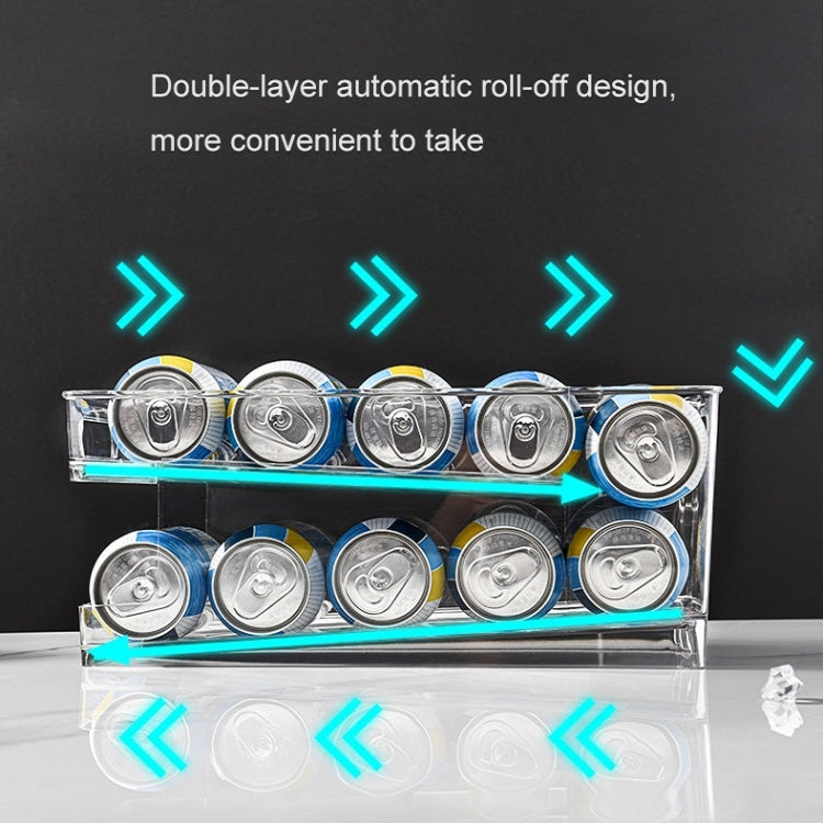 Transparent 2 Layer Automatic Roll-off Cans Beverage Refrigerated Storage Box - Shelf by PMC TechLife | Online Shopping South Africa | PMC TechLife