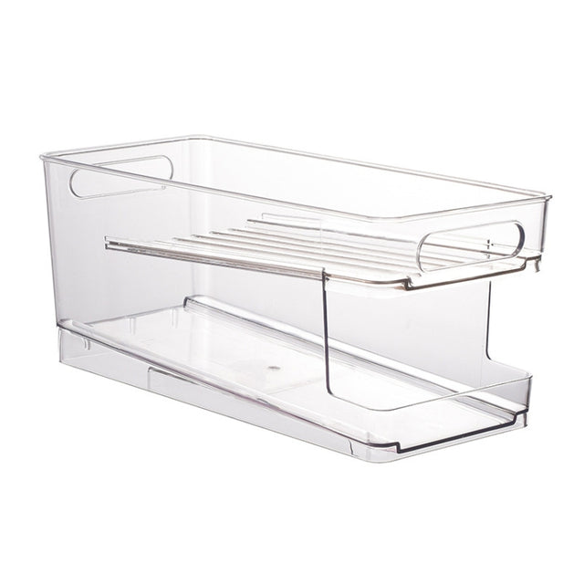 Transparent 2 Layer Automatic Roll-off Cans Beverage Refrigerated Storage Box