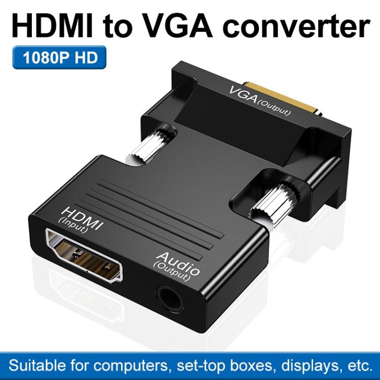 HDMI Female To VGA Male With Audio Adapter Computer Monitor TV Projector Converter(Black) - Converter by PMC TechLife | Online Shopping South Africa | PMC TechLife