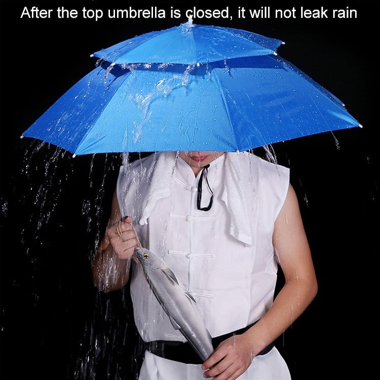 Double-layer Fishing Umbrella Hat Outdoor Sunscreen And Rainproof Folding Umbrella Hat, Color: 95 Blue (Elastic Band) - Umbrellas by PMC TechLife | Online Shopping South Africa | PMC TechLife