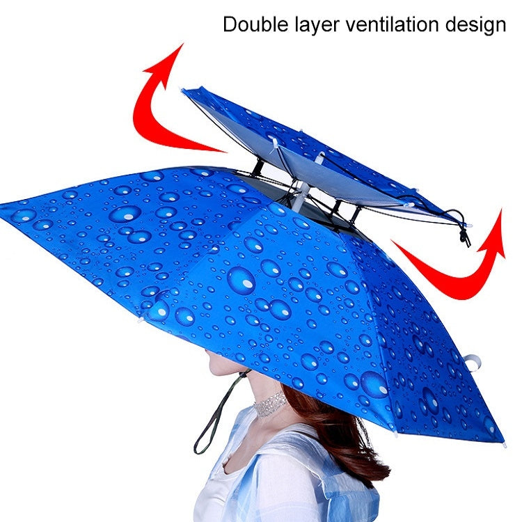 Double-layer Fishing Umbrella Hat Outdoor Sunscreen And Rainproof Folding Umbrella Hat, Color: 80 Camellia - Umbrellas by PMC TechLife | Online Shopping South Africa | PMC TechLife