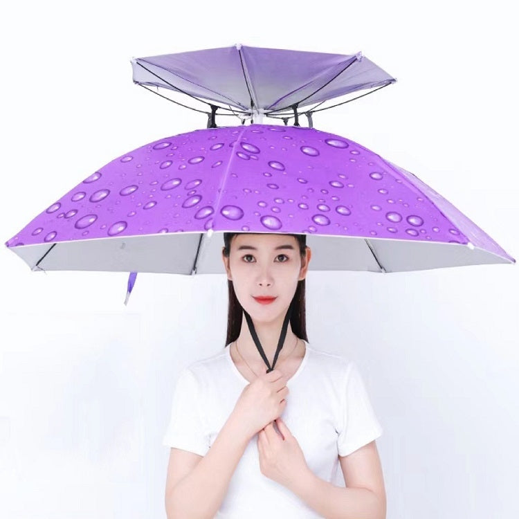 Double-layer Fishing Umbrella Hat Outdoor Sunscreen And Rainproof Folding Umbrella Hat, Color: 95 Purple (Elastic Band) - Umbrellas by PMC TechLife | Online Shopping South Africa | PMC TechLife