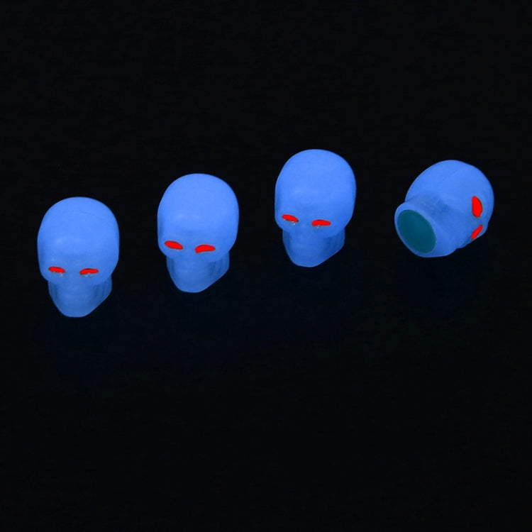1 Sets Car Tire Luminous Valve Cap Motorcycle Skull Valve Core Cap(Blue) - Tire Valve Caps by PMC TechLife | Online Shopping South Africa | PMC TechLife