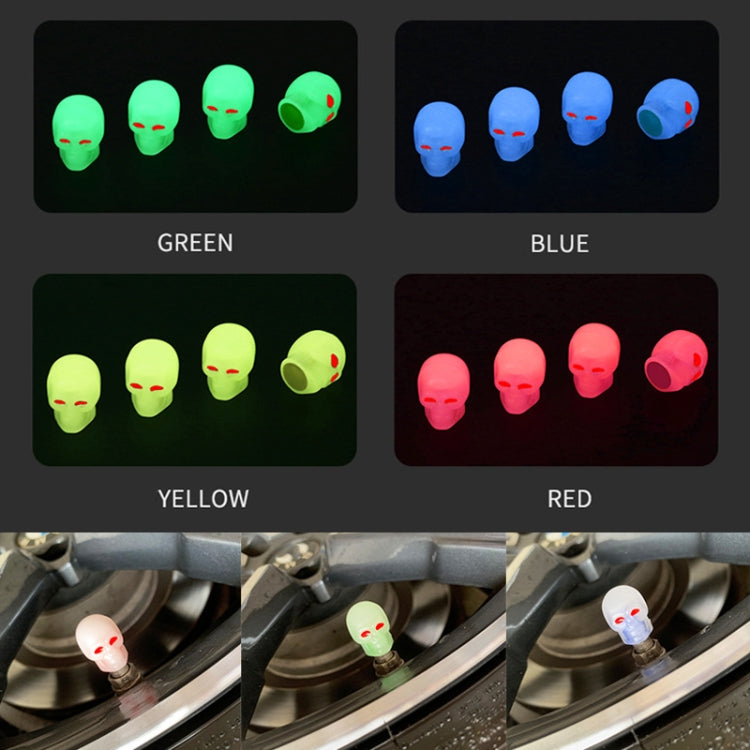 1 Sets Car Tire Luminous Valve Cap Motorcycle Skull Valve Core Cap(Blue) - Tire Valve Caps by PMC TechLife | Online Shopping South Africa | PMC TechLife