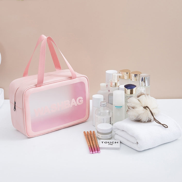 2 PCS Frosted Translucent Waterproof Storage Bag Cosmetic Bag Swimming Bag Wash Bag Pink L - Waterproof Bags by PMC TechLife | Online Shopping South Africa | PMC TechLife