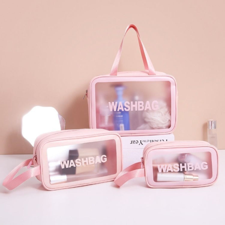 2 PCS Frosted Translucent Waterproof Storage Bag Cosmetic Bag Swimming Bag Wash Bag Pink L - Waterproof Bags by PMC TechLife | Online Shopping South Africa | PMC TechLife