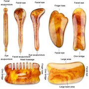 7PCS/Set Facial Tendon Stick Facial Scraping Board Meridian Acupuncture Pen, Shape: Amber