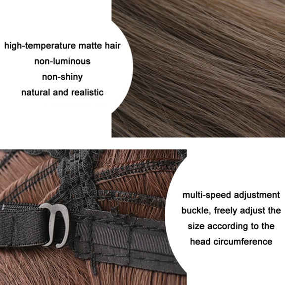 Women Medium Length Natural Realistic Full Shoulder Length Wig(Black Tea Color 36cm)