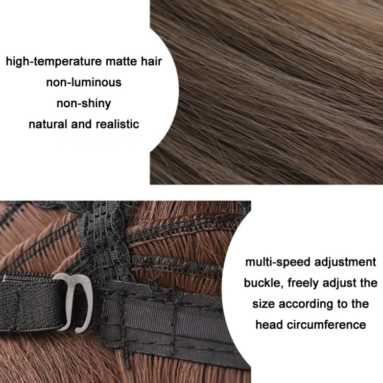 Women Medium Length Natural Realistic Full Shoulder Length Wig(Black Tea Color 36cm)