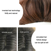 Women Medium Length Natural Realistic Full Shoulder Length Wig(Black Tea Color 36cm)