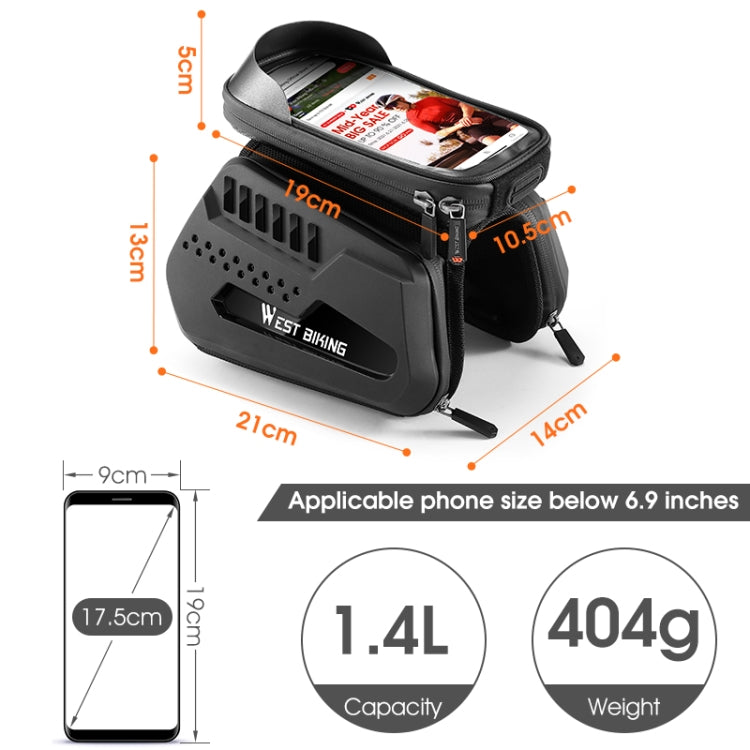 WEST BIKING Bicycle TPU Hard Shell Front Beam Bilateral Mobile Phone Bag(Black) - Bicycle Bags by WEST BIKING | Online Shopping South Africa | PMC TechLife | Buy Now Pay Later Mobicred