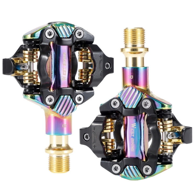 WEST BIKING Mountain Bike Self-locking Lightweight Aluminum Alloy Pedal(Colorful)
