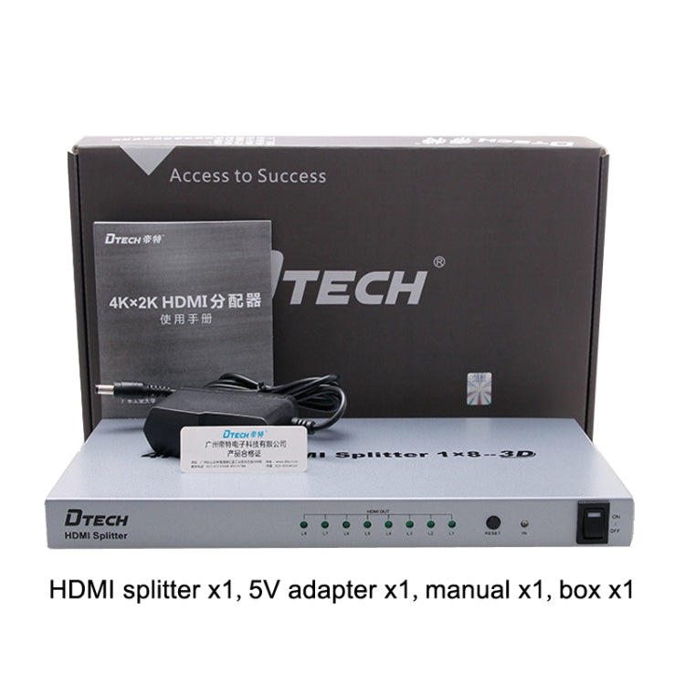 DTECH DT-7148 HDMI 2.0 1 In 8 Out 4K X 2K HD Splitter, CN Plug - free shipping - PMC Jewellery - Order now!