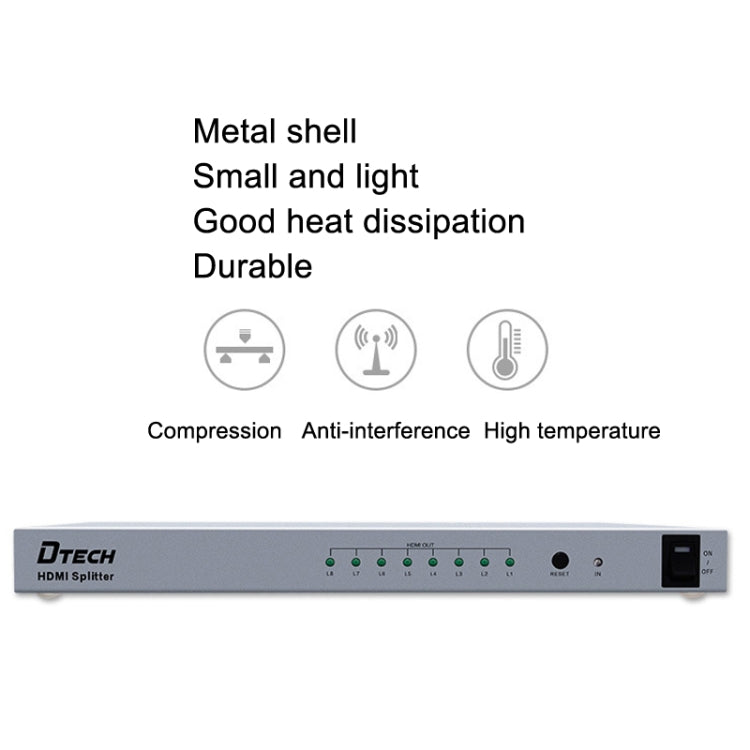 DTECH DT-7148 HDMI 2.0 1 In 8 Out 4K X 2K HD Splitter, CN Plug - free shipping - PMC Jewellery - Order now!