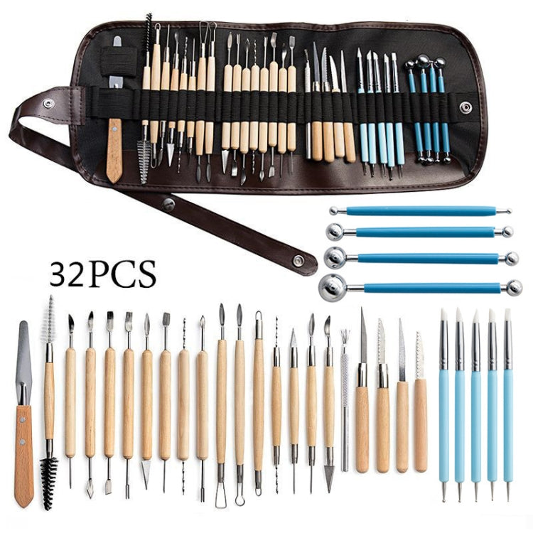 32 In 1 Pottery Tool Set Pottery Clay Stone Carving Knife DIY Clay Combination Tool - Burin &Cutting Knife by PMC Jewellery | Online Shopping South Africa | PMC Jewellery | Buy Now Pay Later Mobicred