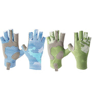 Ice Silk Half Finger Fishing Gloves Sunscreen  Riding Gloves, Size:  Free Size(Youth Green)