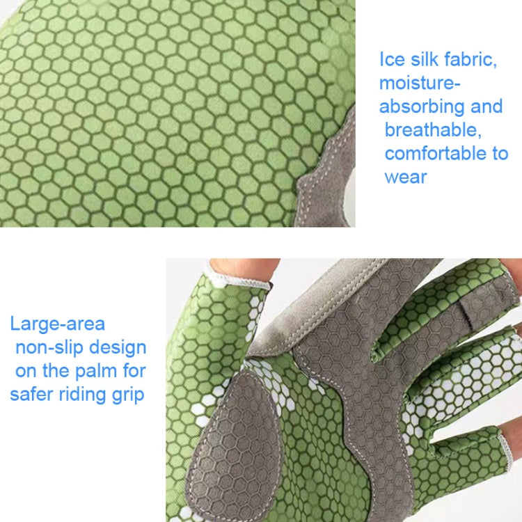 Ice Silk Half Finger Fishing Gloves Sunscreen  Riding Gloves, Size:  Free Size(Youth Green)