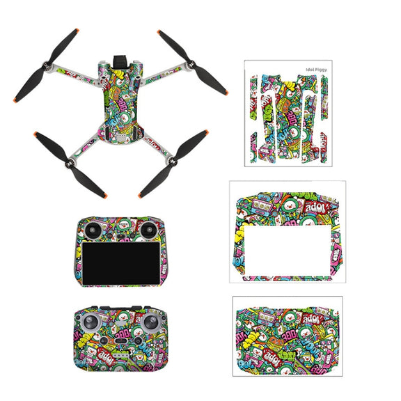 Sunnylife Drone+Remote Control Protective Sticker For DJI Mini 3 Pro RC Version(Cute Pig)