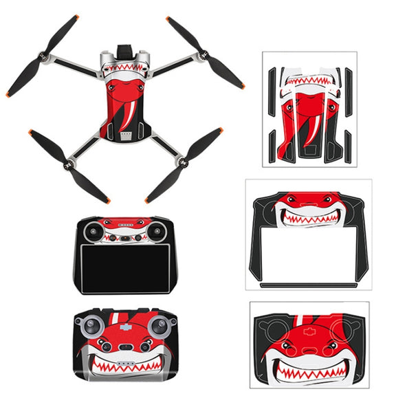 Sunnylife Drone+Remote Control Protective Sticker For DJI Mini 3 Pro RC Version(Shark Red)