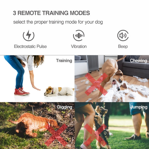 Intelligent Remote Control Dog Trainer Automatic Barking Stop Collar(Black)