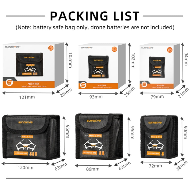 Sunnylife  Battery Explosion-proof Bag Storage Bag for DJI Mini 3 Pro,Size: Can Hold 2 Batteries - Carry Cases & Bags by Sunnylife | Online Shopping South Africa | PMC TechLife | Buy Now Pay Later Mobicred