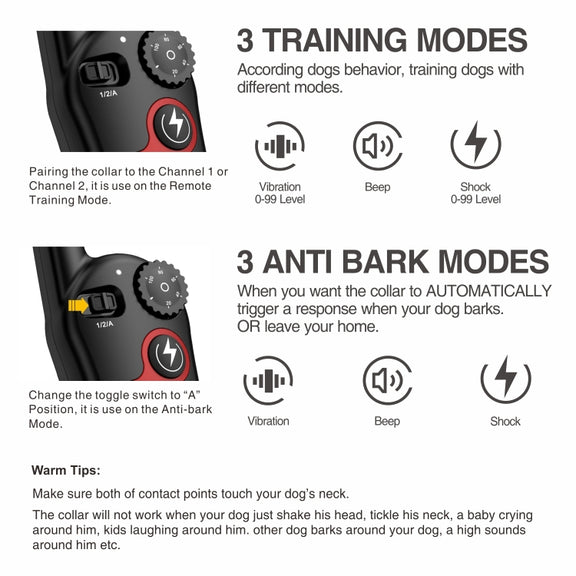 Remote Control Trainer Dog Collar Automatic Barking Stopper, Specification: 1 Drag 1 Black
