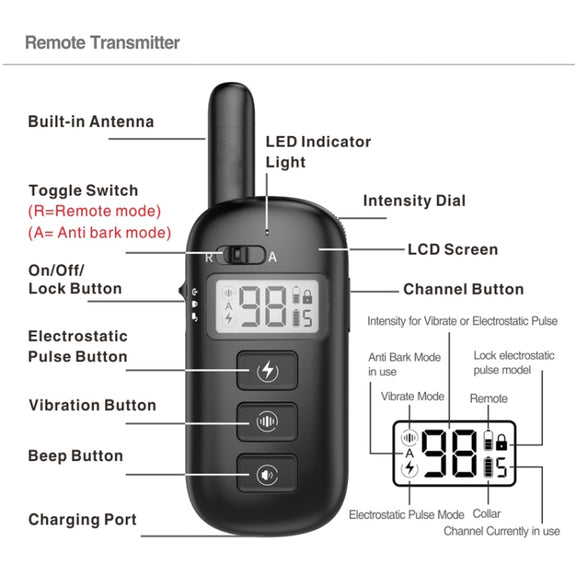 Remote Control Trainer Dog Collar Automatic Bark Stop Device, Specification: 1 Drag 1 (Orange)