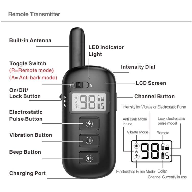 Remote Control Trainer Dog Collar Automatic Bark Stop Device, Specification: 1 Drag 1 (Orange)