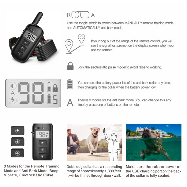 Remote Control Trainer Dog Collar Automatic Bark Stop Device, Specification: 1 Drag 3 - Training Aids by PMC TechLife | Online Shopping South Africa | PMC TechLife | Buy Now Pay Later Mobicred