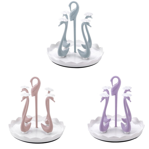 Home Portable Drainer Cup Holder With Rotatable Tray, Specification: Four Cups(Light Pink)
