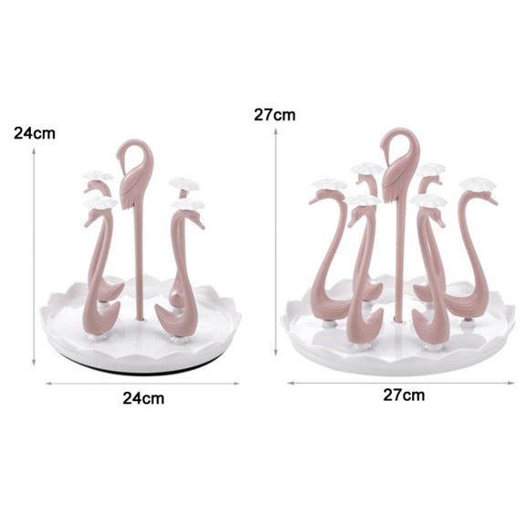 Home Portable Drainer Cup Holder With Rotatable Tray, Specification: Six Cups(Purple)