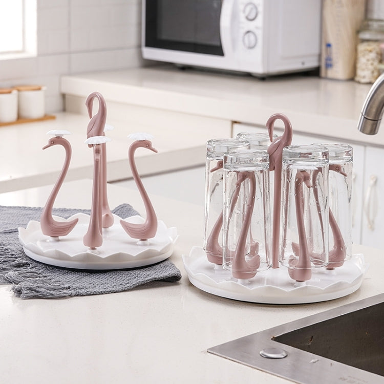 Home Portable Drainer Cup Holder With Rotatable Tray, Specification: Six Cups(Purple)