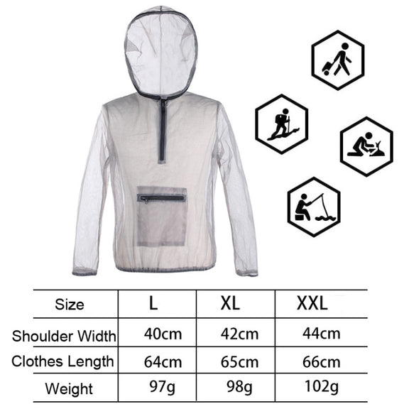Jungle Expedition Breathable Insect-proof Jacket With Hood Anti-bite Mesh Gauze Cloth, Size: XL