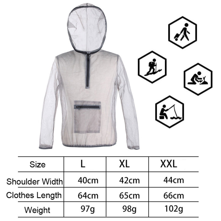 Jungle Expedition Breathable Insect-proof Jacket With Hood Anti-bite Mesh Gauze Cloth, Size: XL