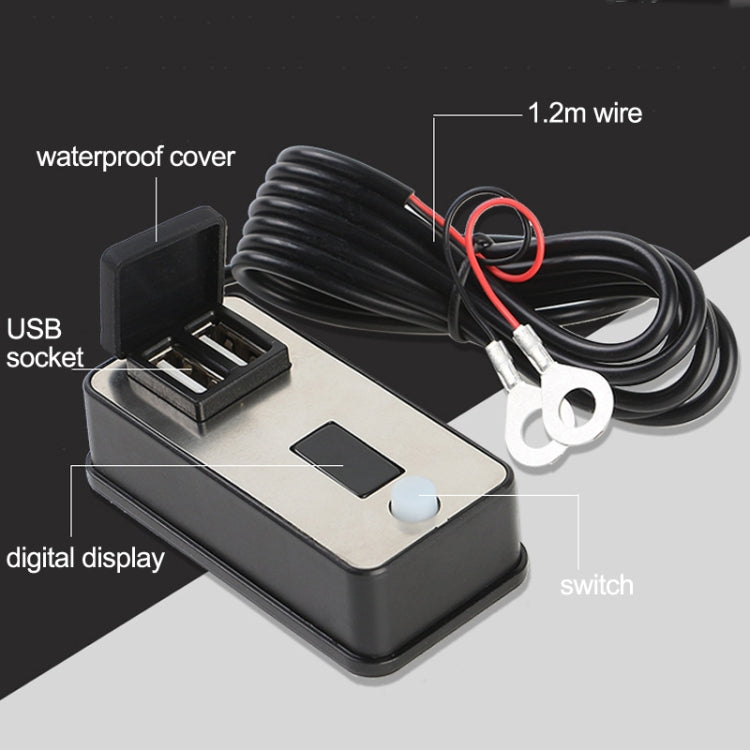 Digital Display Dual USB Universal Waterproof Motorcycle Mobile Phone Charger(2.4A 12-24V) - Battery Charger by PMC TechLife | Online Shopping South Africa | PMC TechLife | Buy Now Pay Later Mobicred
