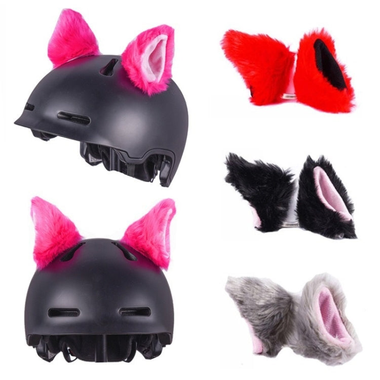 4PCS Motorcycle Plush Ear Helmet Decoration(Rose Red)