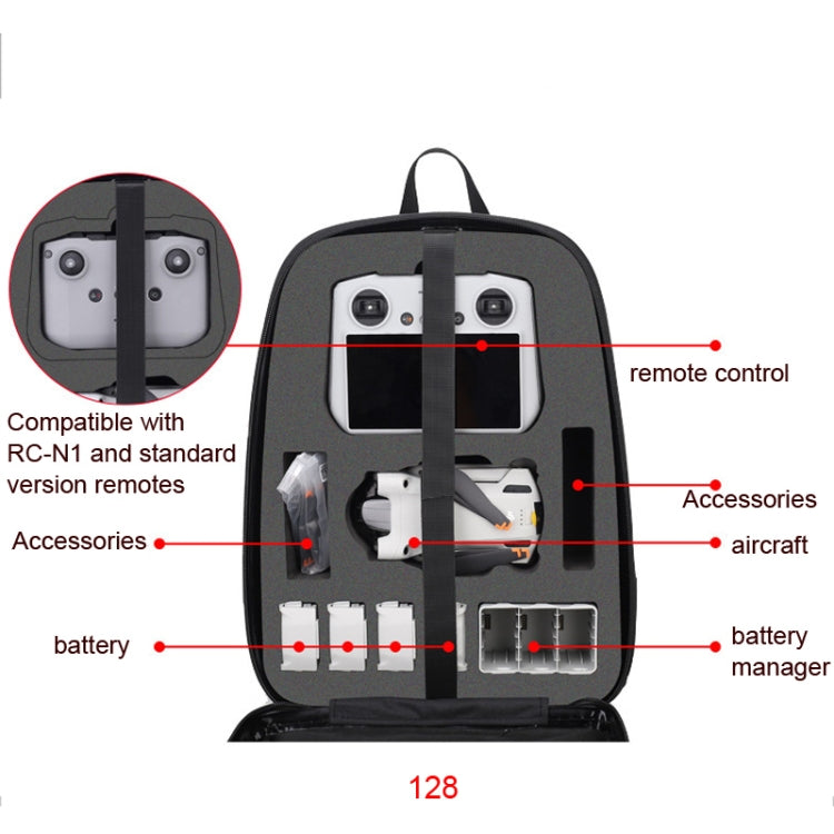 Waterproof Compression Hard Shell Backpack for DJI Mini 3 Pro, Size: 128 Large(Brushed Gray) - Other by PMC TechLife | Online Shopping South Africa | PMC TechLife | Buy Now Pay Later Mobicred