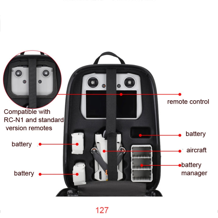 Waterproof Compression Hard Shell Backpack for DJI Mini 3 Pro, Size: 127 Small(Brushed Gray) - Backpacks & Bags by PMC TechLife | Online Shopping South Africa | PMC TechLife
