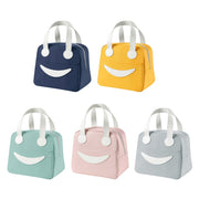 Smile Lunch Bag with Leather Handles, Size: L (Green)