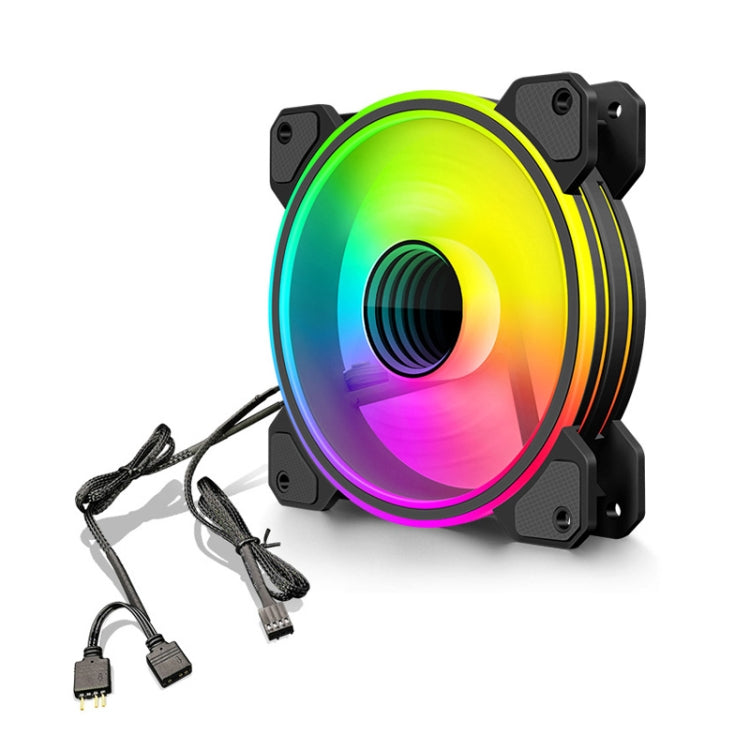 COOLMOON 12cm Infinity Lens Computer Cooling Fan PWM ARGB Chassis Cooling Fan(Black) - free shipping - PMC Jewellery - Order now!