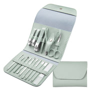 Nail Art Tool Set Nail Clippers Dead Skin Scissors Manicure Tool, Specification: 16 In 1 Matcha Green