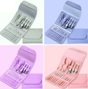 Nail Art Tool Set Nail Clippers Dead Skin Scissors Manicure Tool, Specification: 16 In 1 Pink