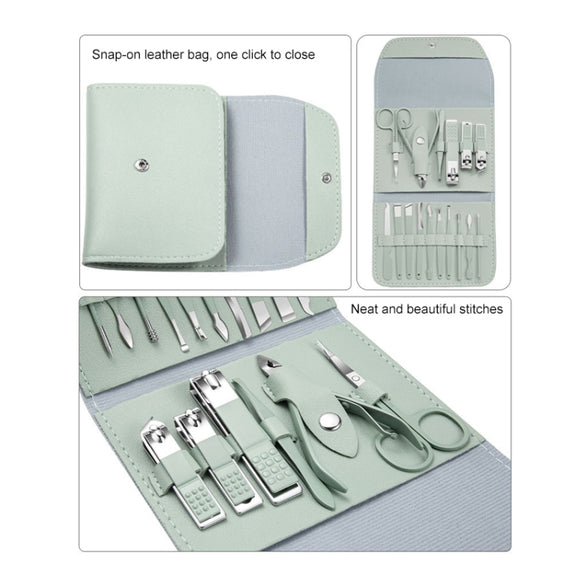 Nail Art Tool Set Nail Clippers Dead Skin Scissors Manicure Tool, Specification: 16 In 1 Pink