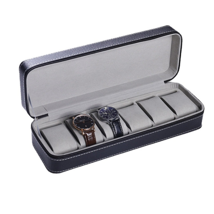 6 Bit Zipper Watch Box Storage Display Box PU Zipper Bag Watch Box(Black) - free shipping - PMC Jewellery - Order now!