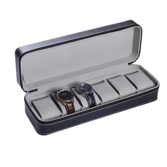 6 Bit Zipper Watch Box Storage Display Box PU Zipper Bag Watch Box(Black) - free shipping - PMC Jewellery - Order now!