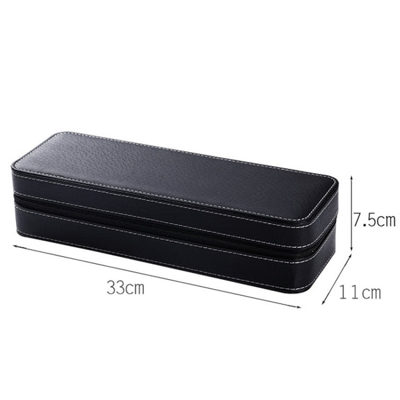 6 Bit Zipper Watch Box Storage Display Box PU Zipper Bag Watch Box(Black)