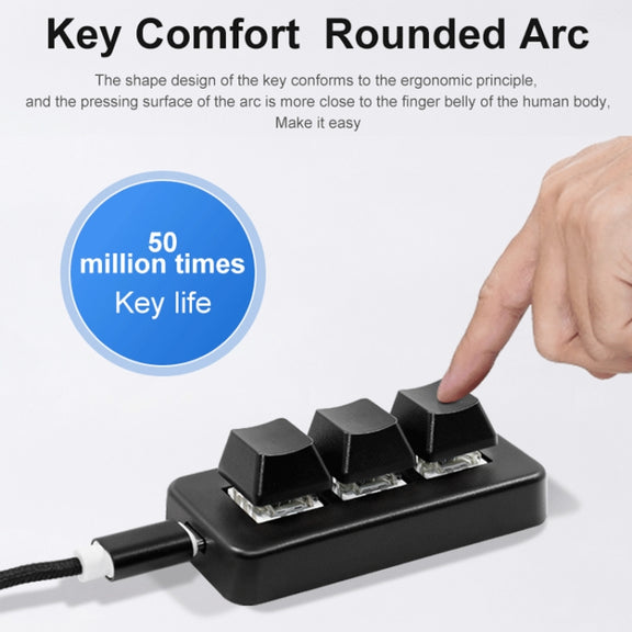 MK321 3 Keys Custom Keys Game Office PS Clip Macro Programming Keypad, Cable Length: 1.5m(Black)