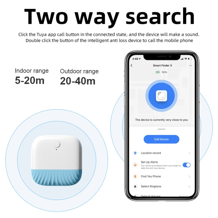 Wallet Key Finder Two Way Bluetooth Intelligent Anti-lost Device(Yellow)